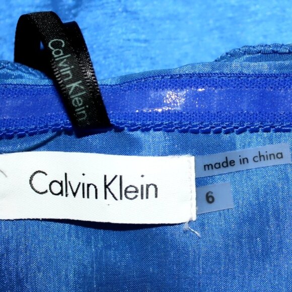 CALVIN KLEIN Dress Strapless Ruffle Cocktail Party Royal Blue Satin Mini 6 - Picture 8 of 15